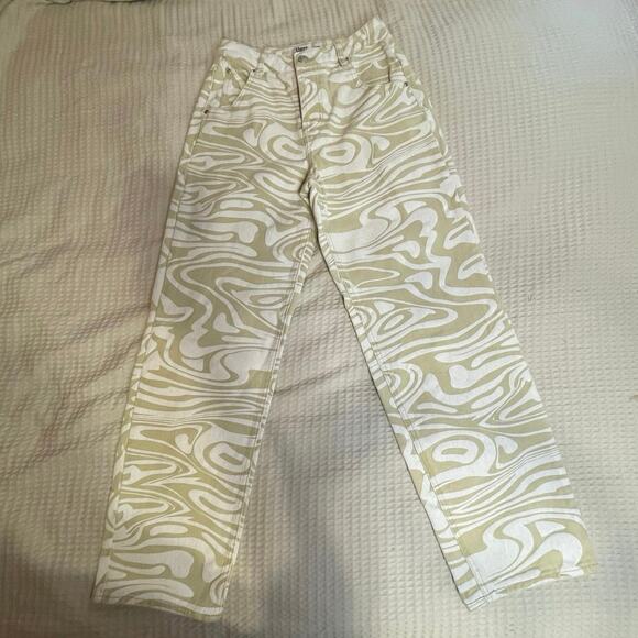 Tiger Mist Sergio Tan & White Swirl Print High Waist Boho Jeans XS - Picture 11 of 15